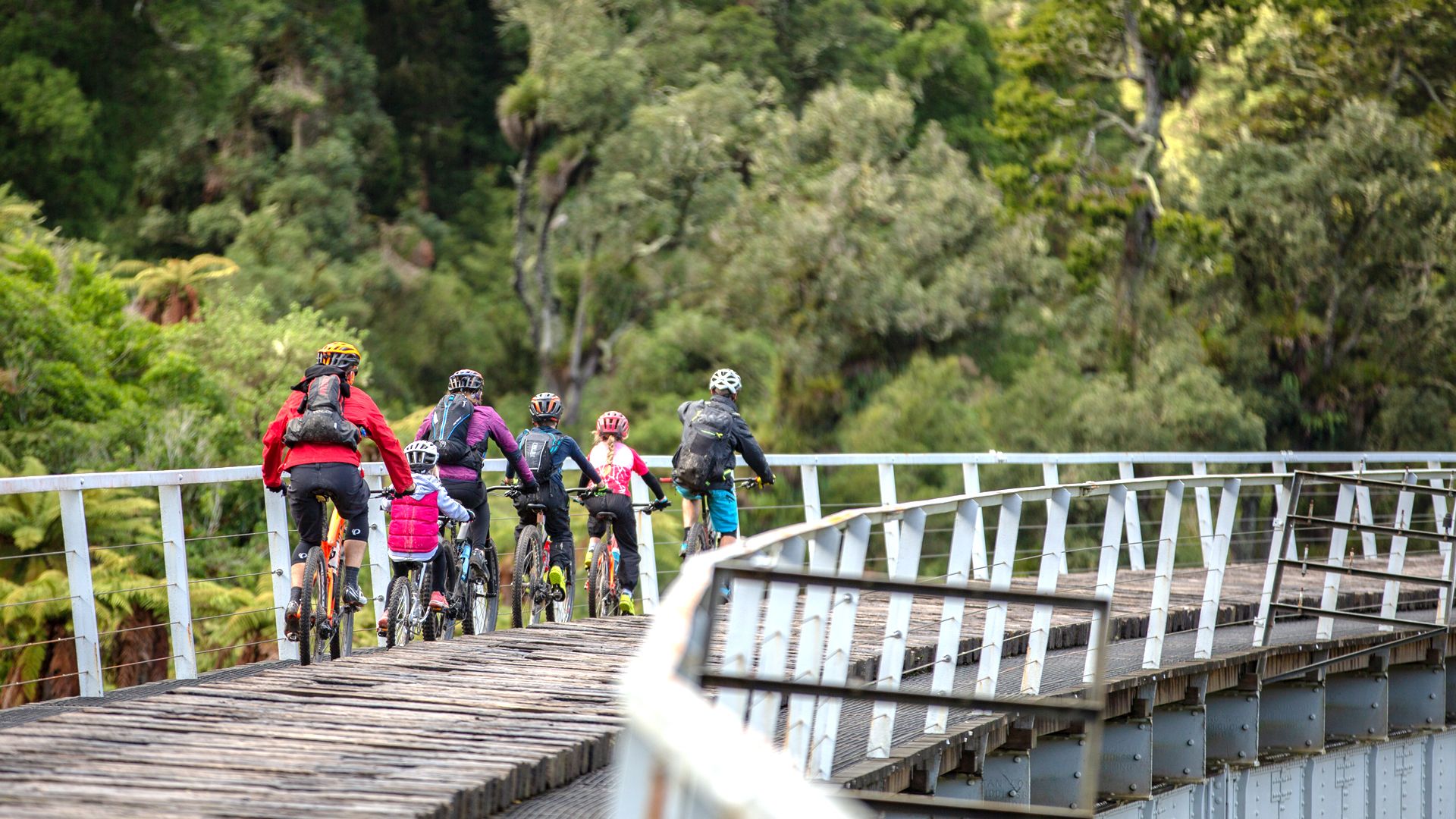 Family cycling on Hapuawhenua Viaduct on Ohakune Old Coach Road - Visit Ruapehu.jpg